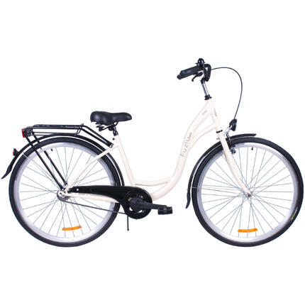 Rower miejski 28 Fuzlu City S1 kremowo-czarny