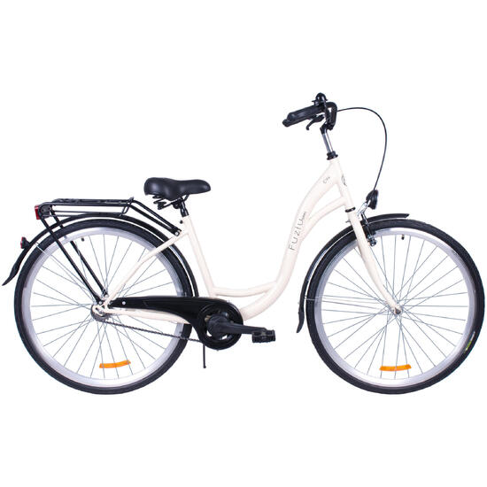 Rower miejski 28 Fuzlu City S1 kremowo-czarny