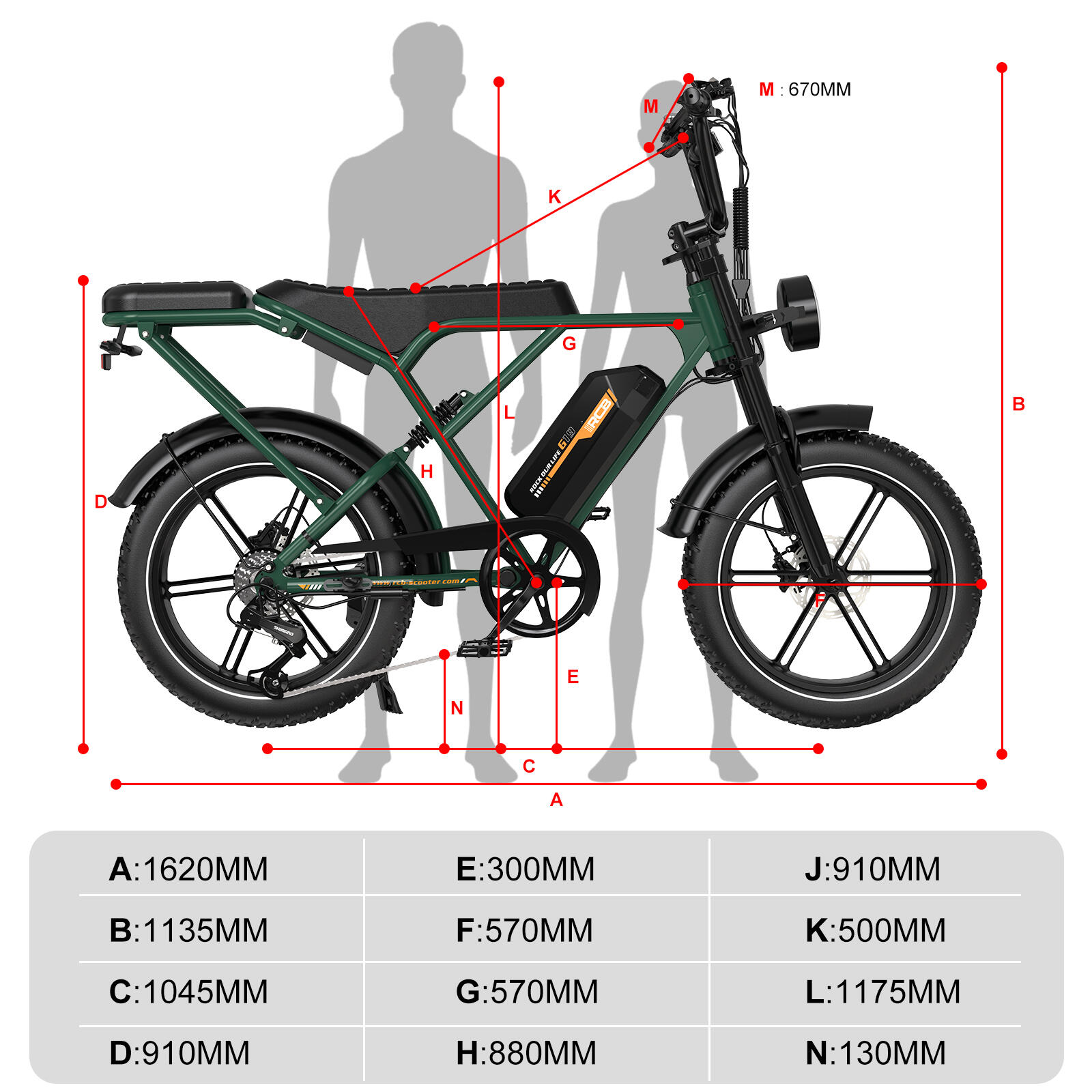 Bicicleta Elétrica RCB-G19 (App/NFC/Display 4G) - Suspensão Total, Pneus 20×4.0" 6/7