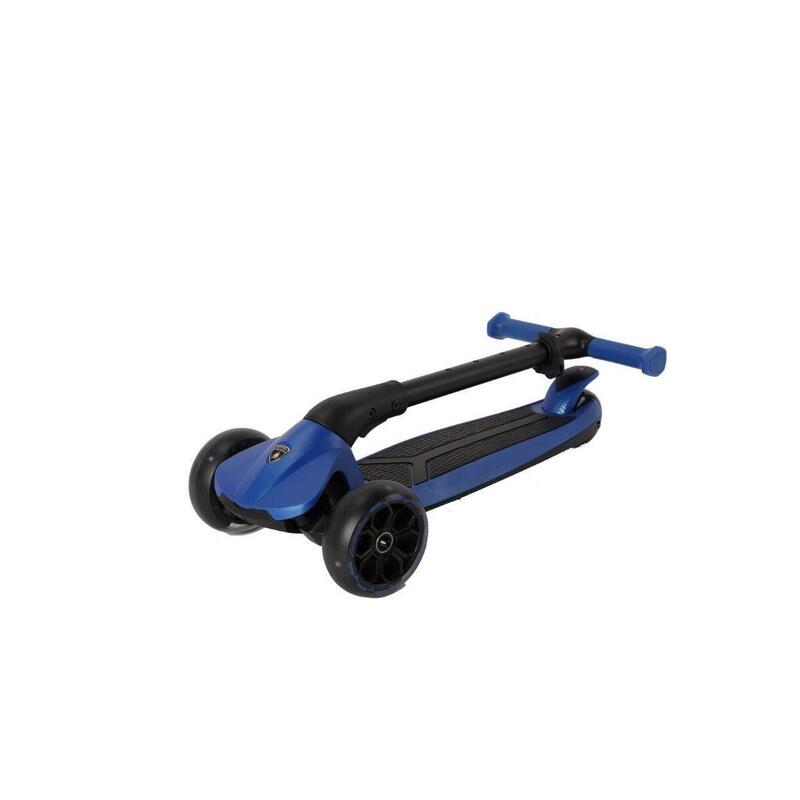 Trotineta Lamborghini, 3 roti, pliabila, cadru aluminiu, albastra, roti LED