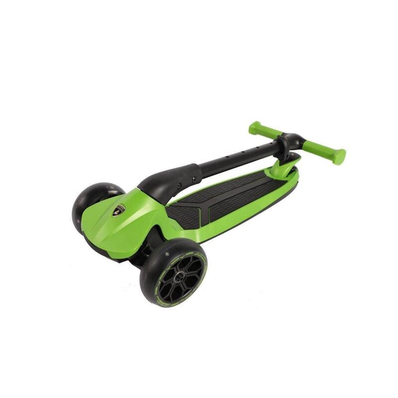 Trotineta Lamborghini, 3 roti, cadru aluminiu, verde, roti LED