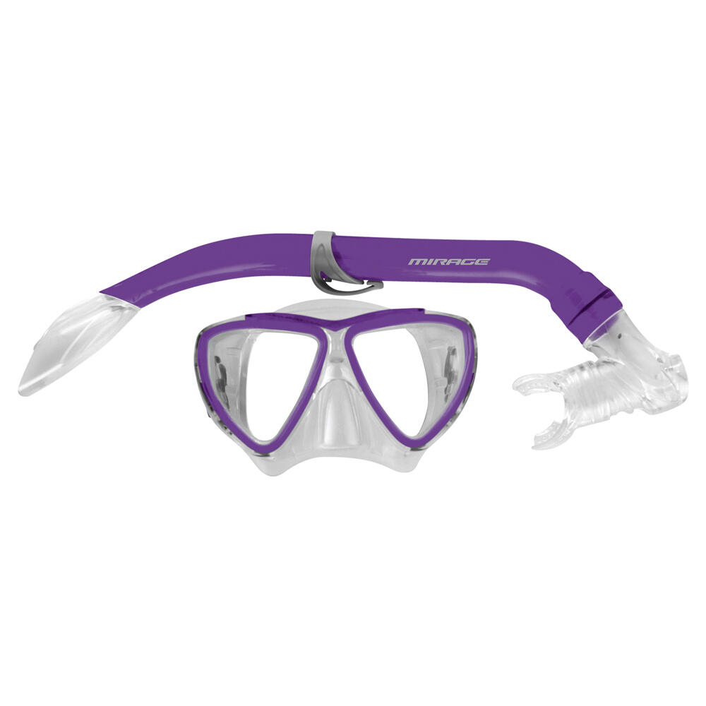 2pc Mirage Turtle Kids Junior Silitex Mask & Glass Snorkel Set
