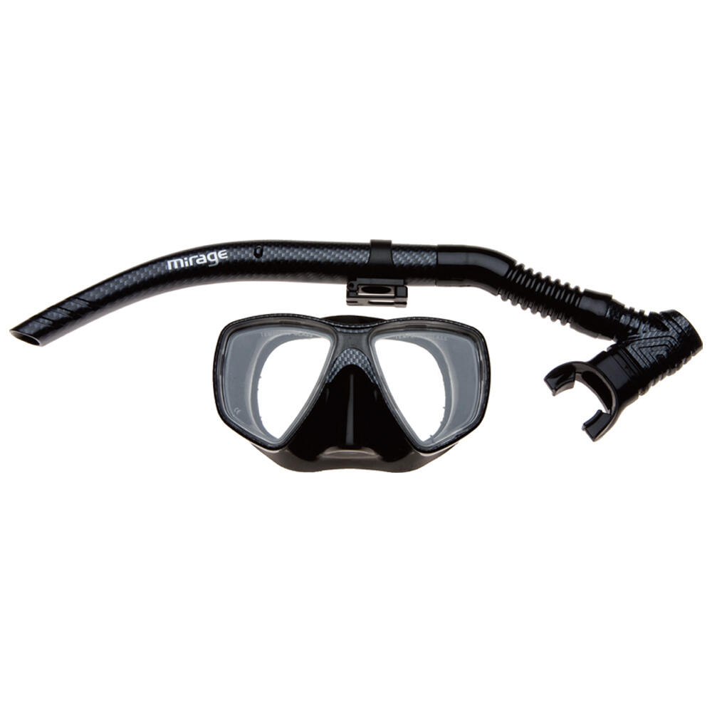 2pc Mirage Carbon Adult Silicone Mask & Snorkel Set