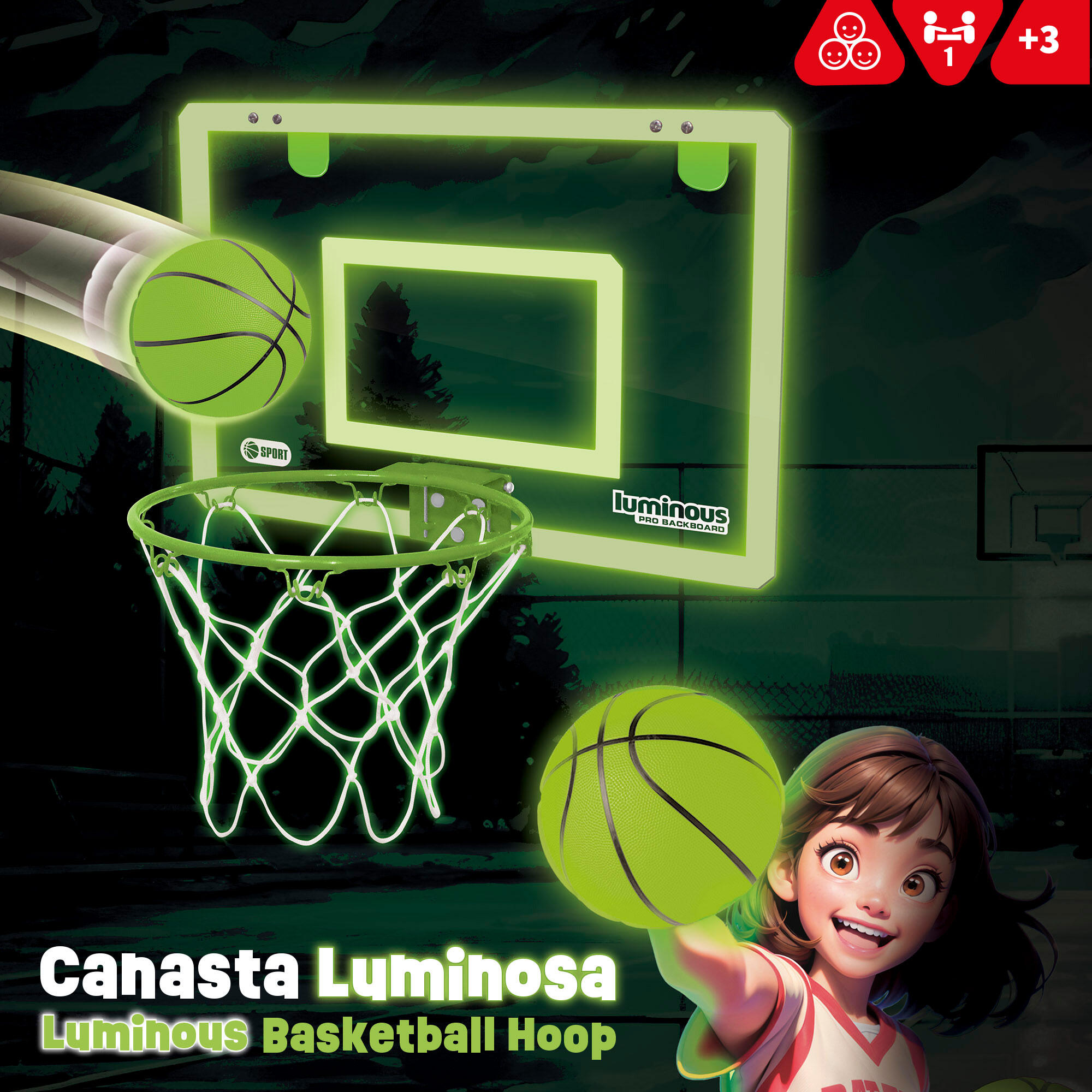 Cesta de basquete júnior fluorescente CB Sports 2/7