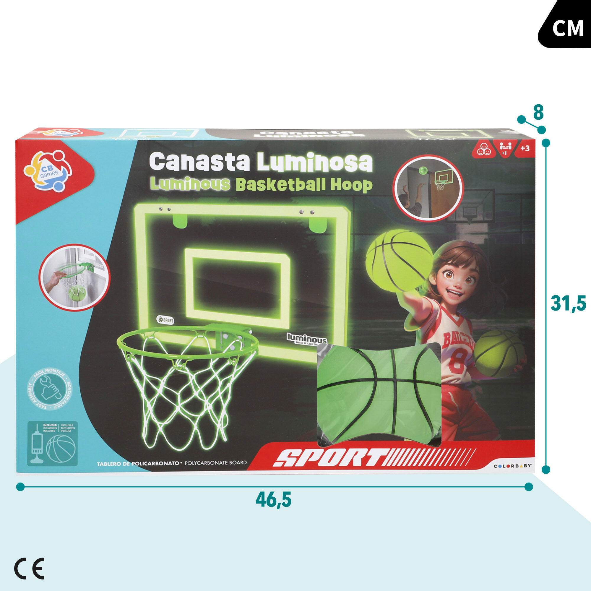 Cesta de basquete júnior fluorescente CB Sports 7/7