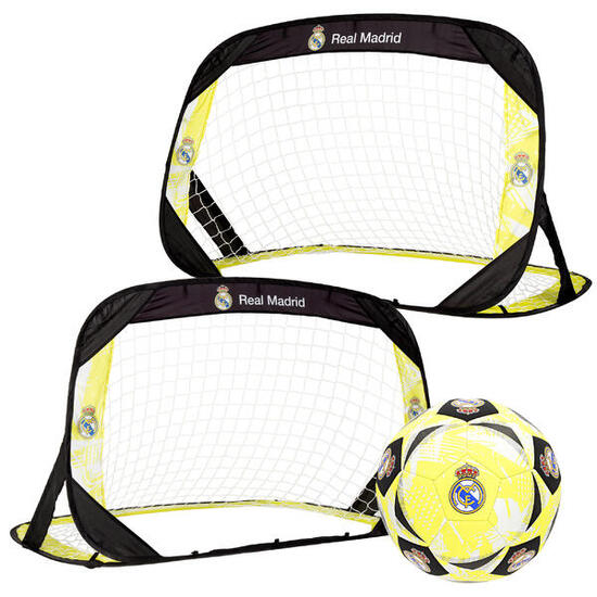 Pack Real Madrid de 2 buts pop-up 120x80x80 cm avec un ballon de beach soccer