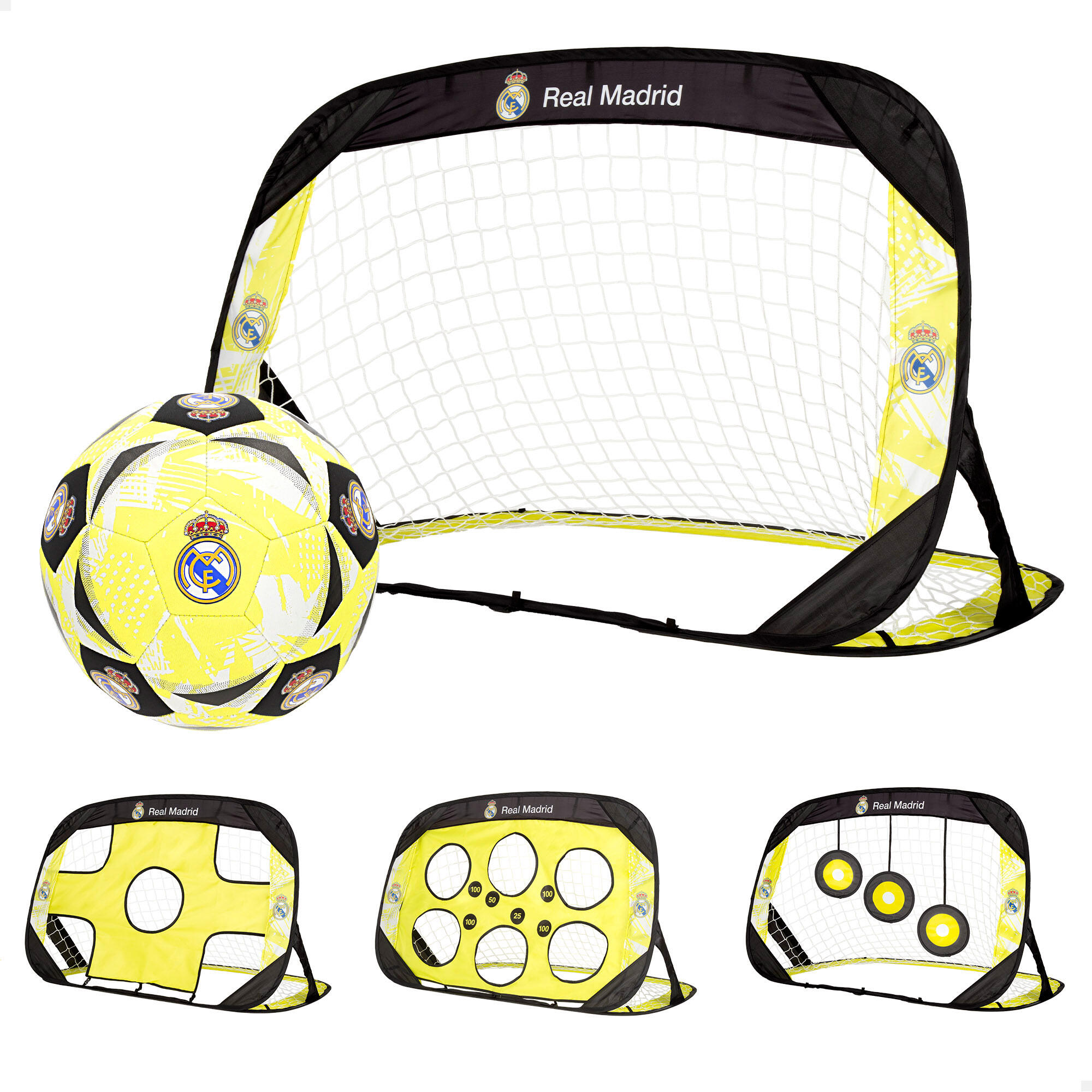 Aktive - Pack But Pop-up 4 En 1 Real Madrid 120 X 80 X 80 Cm Avec Ballon De Beach Soccer - But - Noir - Taille Unique - Decathlon