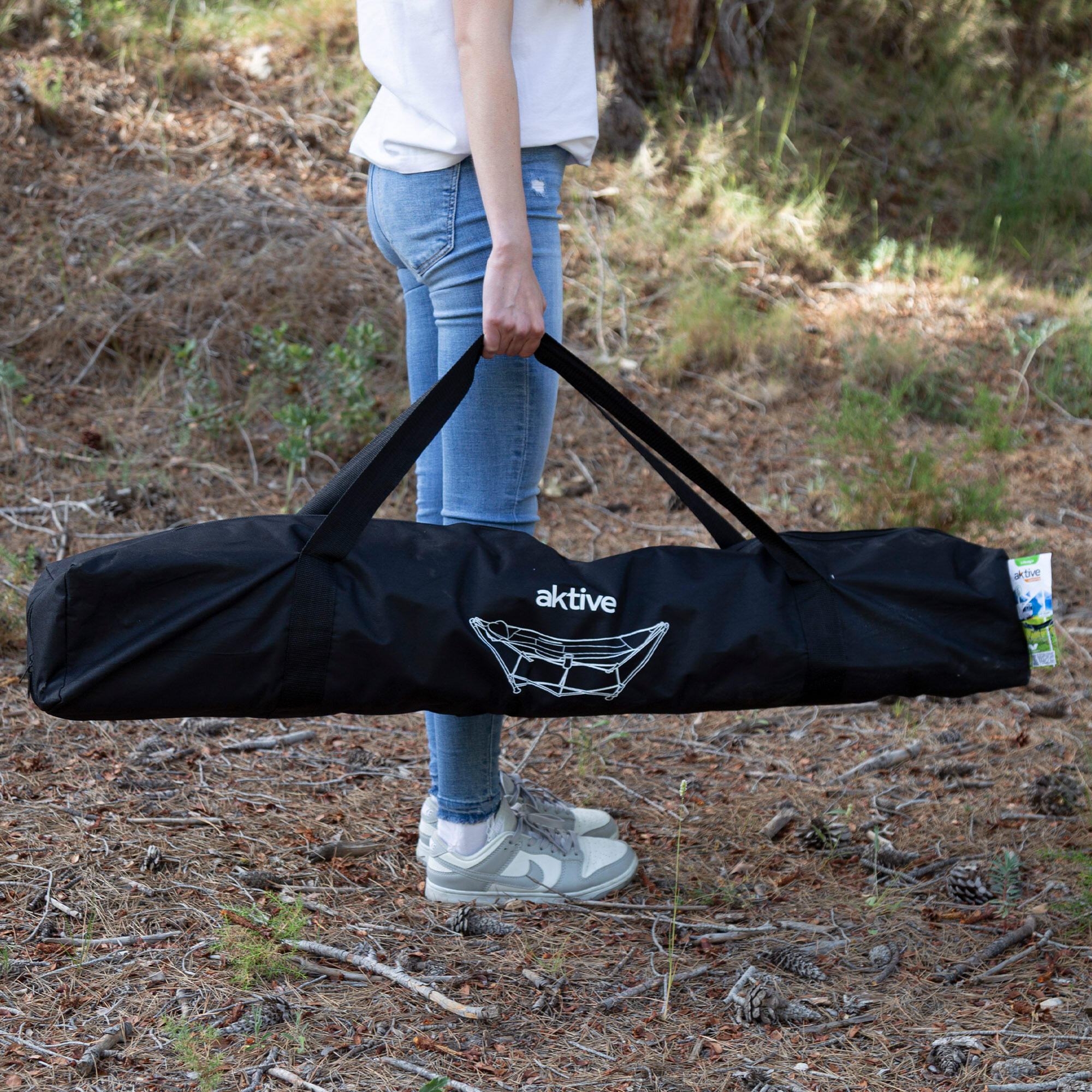 Hamac pliant avec cadre en acier 265x78x80 cm avec porte-gobelets 2/7