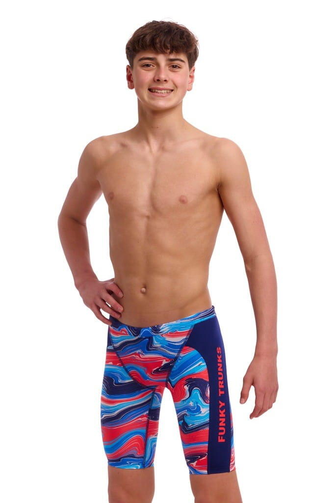 Funky Trunks Boys Wing Streak Swim Training Jammer - Blue 5/7