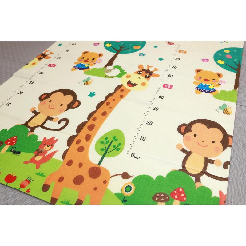 Mata piankowa składana dla dzieci 150x180x1cm - małpki/żyrafa