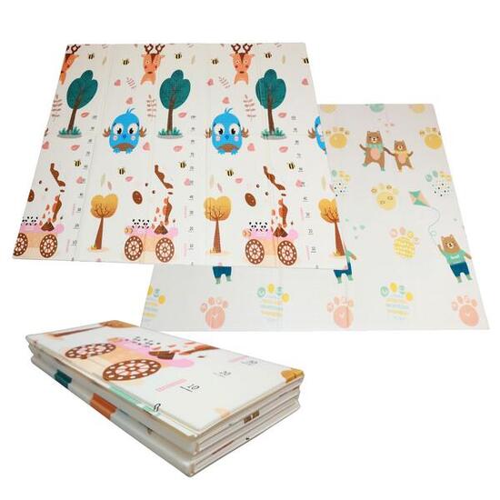 Faltbare Krabbelmatte 200x180cm - Natur/Bären