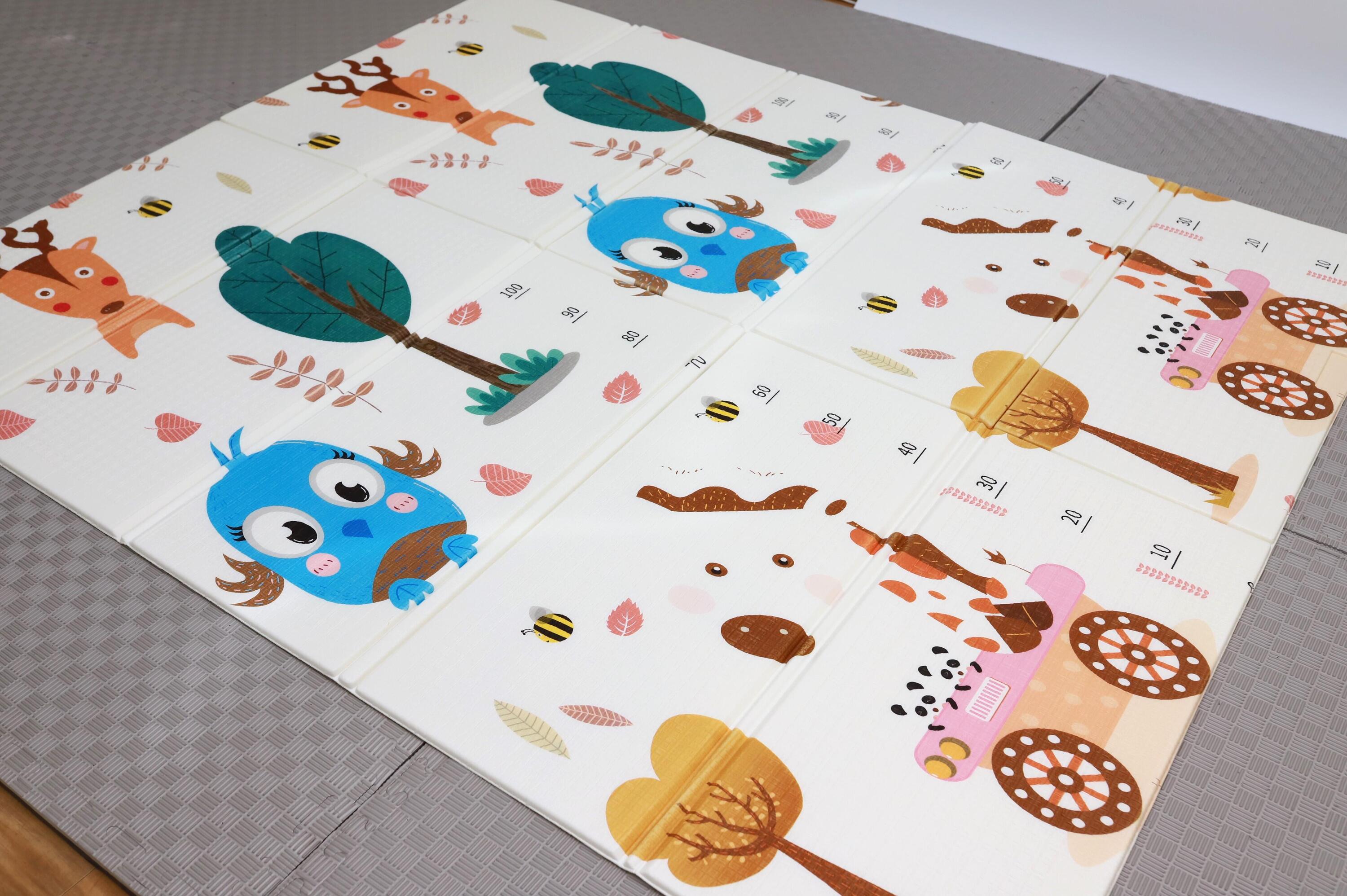 Kinder Fitness Faltbare Spielmatte XPE 150x180x1cm Natur Bären Multicolor 2/7