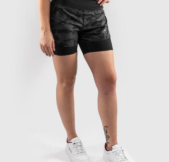 Short de Compression Defender Hybrid Venum femme noir pour MMA