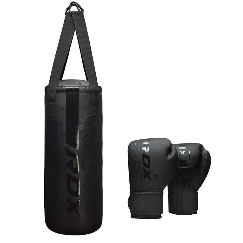 Junior Boxing Set F6 – Black – 60 cm Bag + 6 oz Gloves