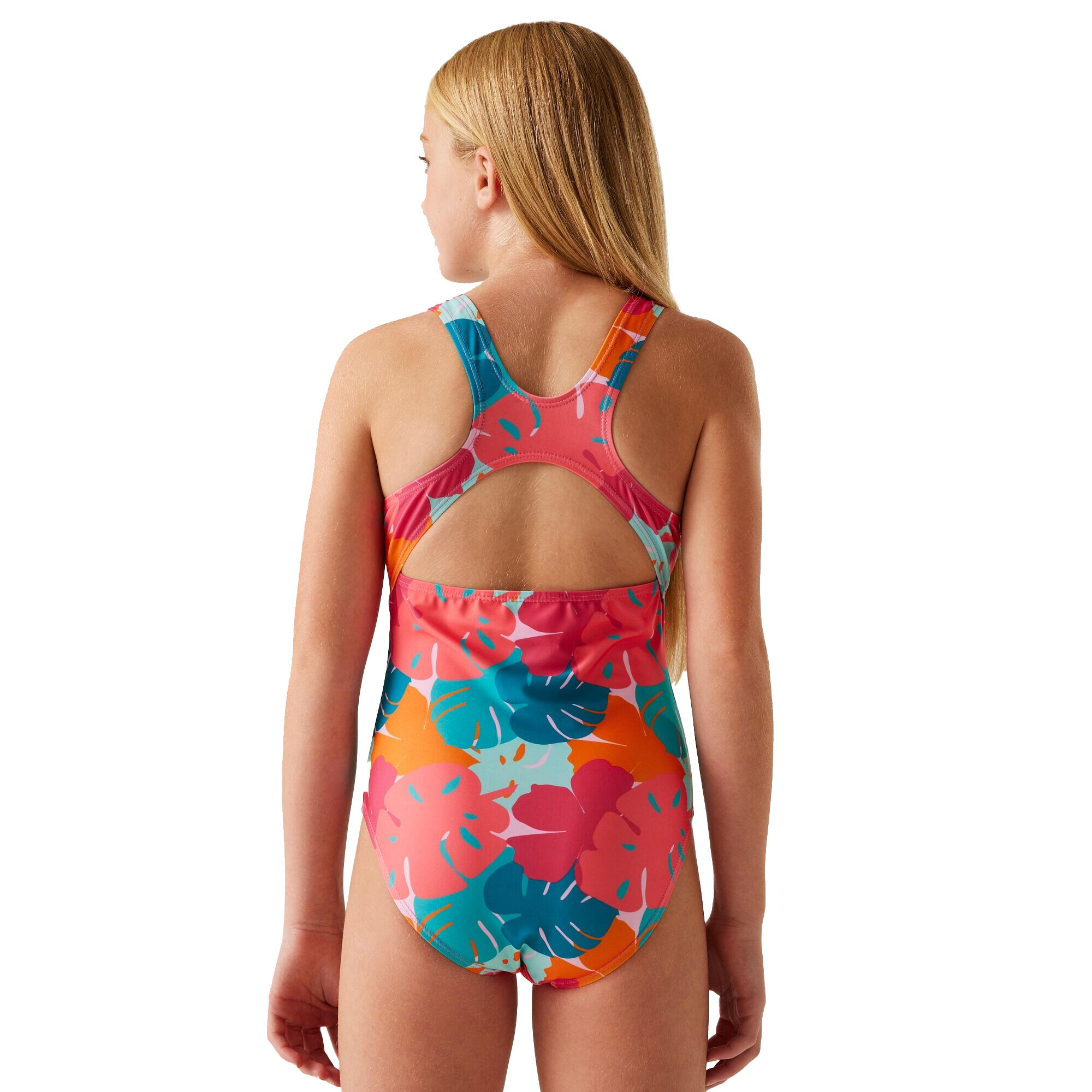 Girls Katrisse Tropical Leaves One Piece Swimsuit (Multicoloured) 4/5