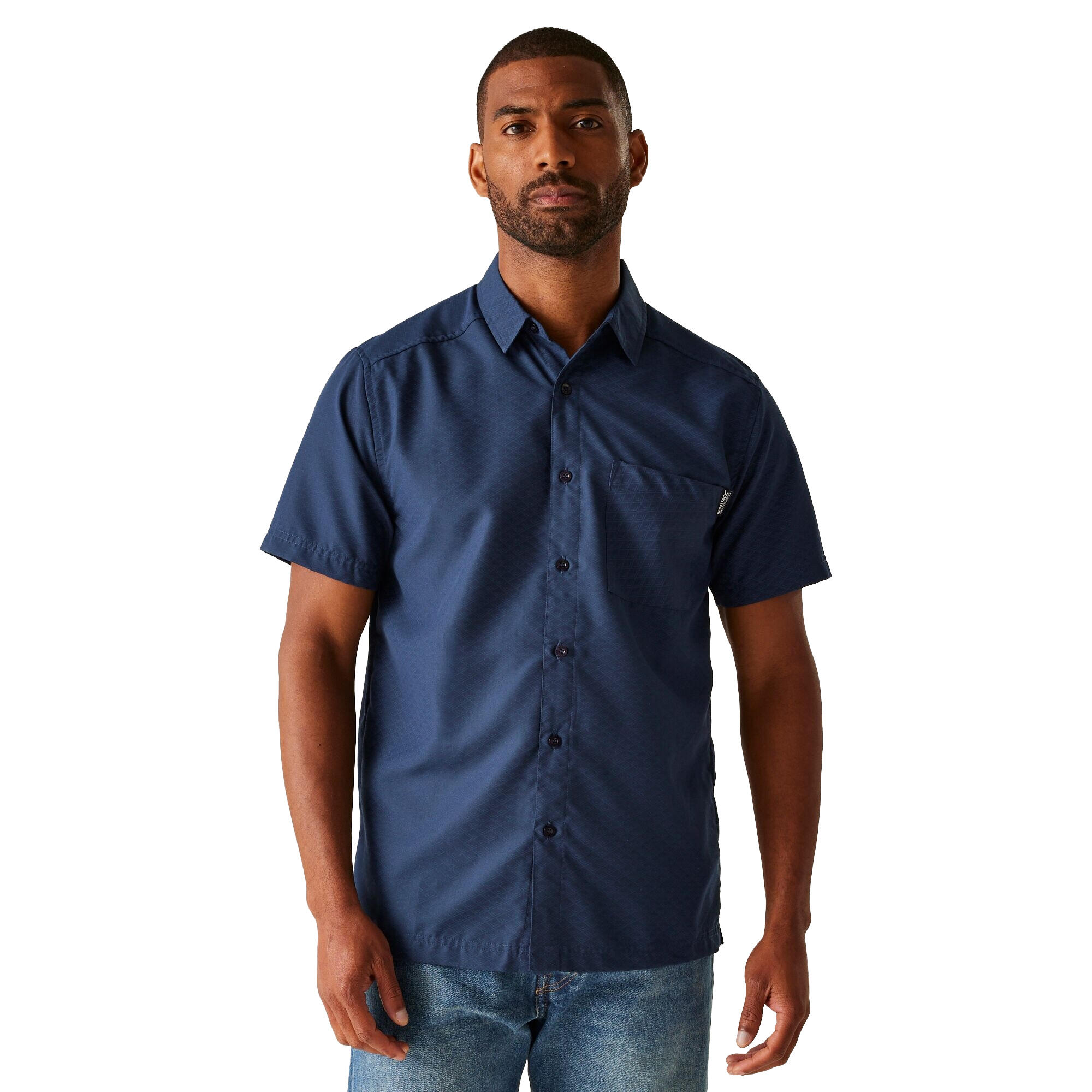 Camicia Triangolo Maniche Corte Uomo Regatta Mindano IX Blu Navy 4/5