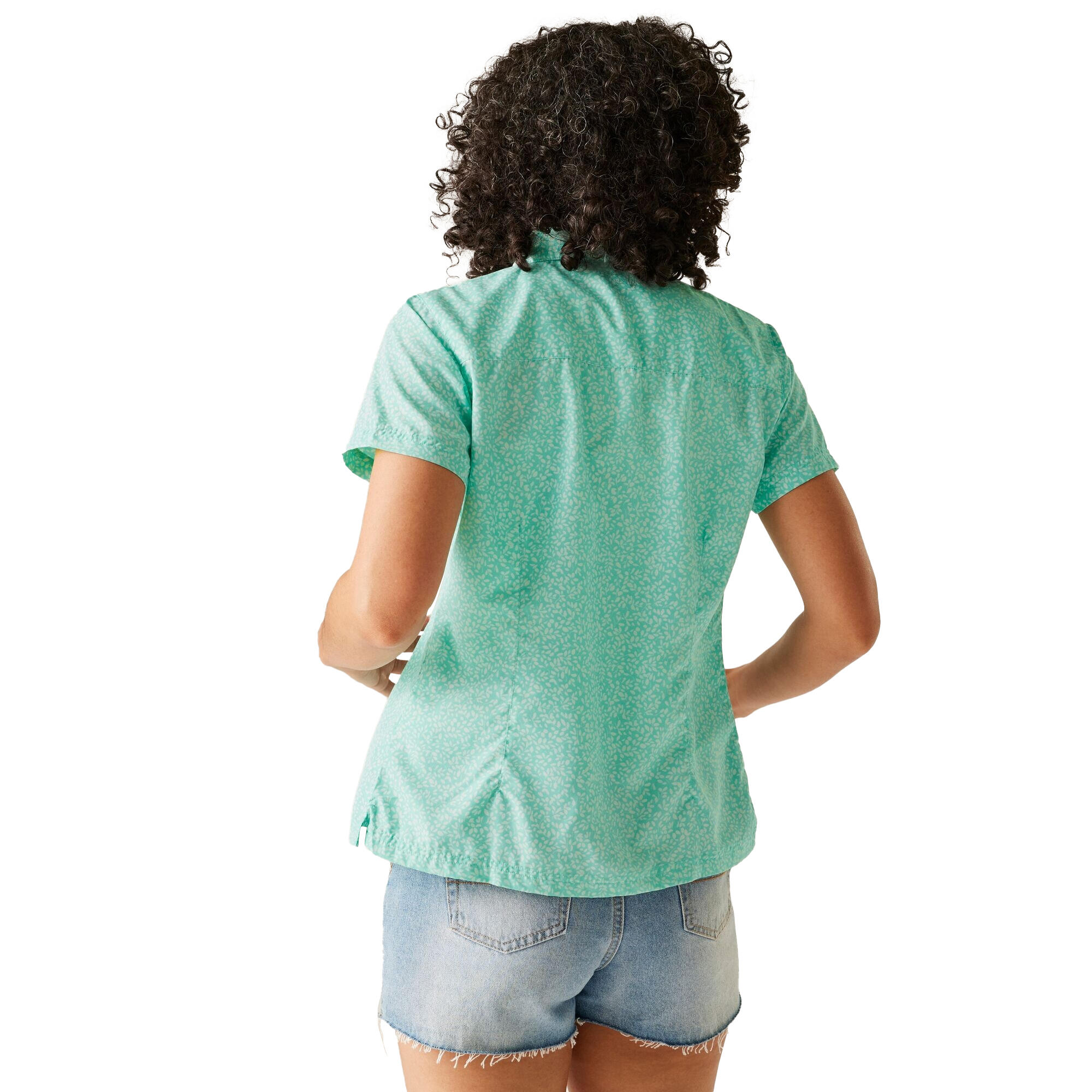 Camicia Stampa Foglia Maniche Corte Donna Regatta Mindano VIII Blu Aruba 4/5