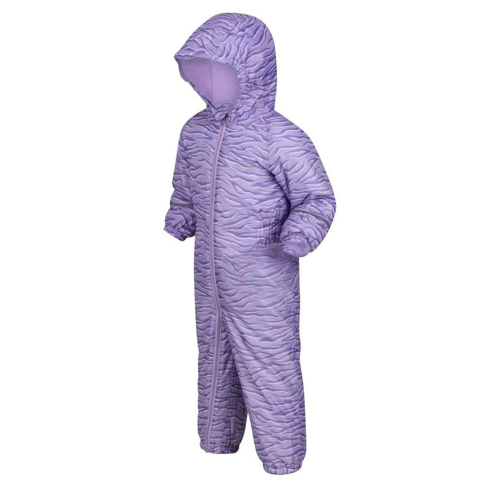 Childrens/Kids Splat II Zebra Print Waterproof Puddle Suit (Pansy) 3/4