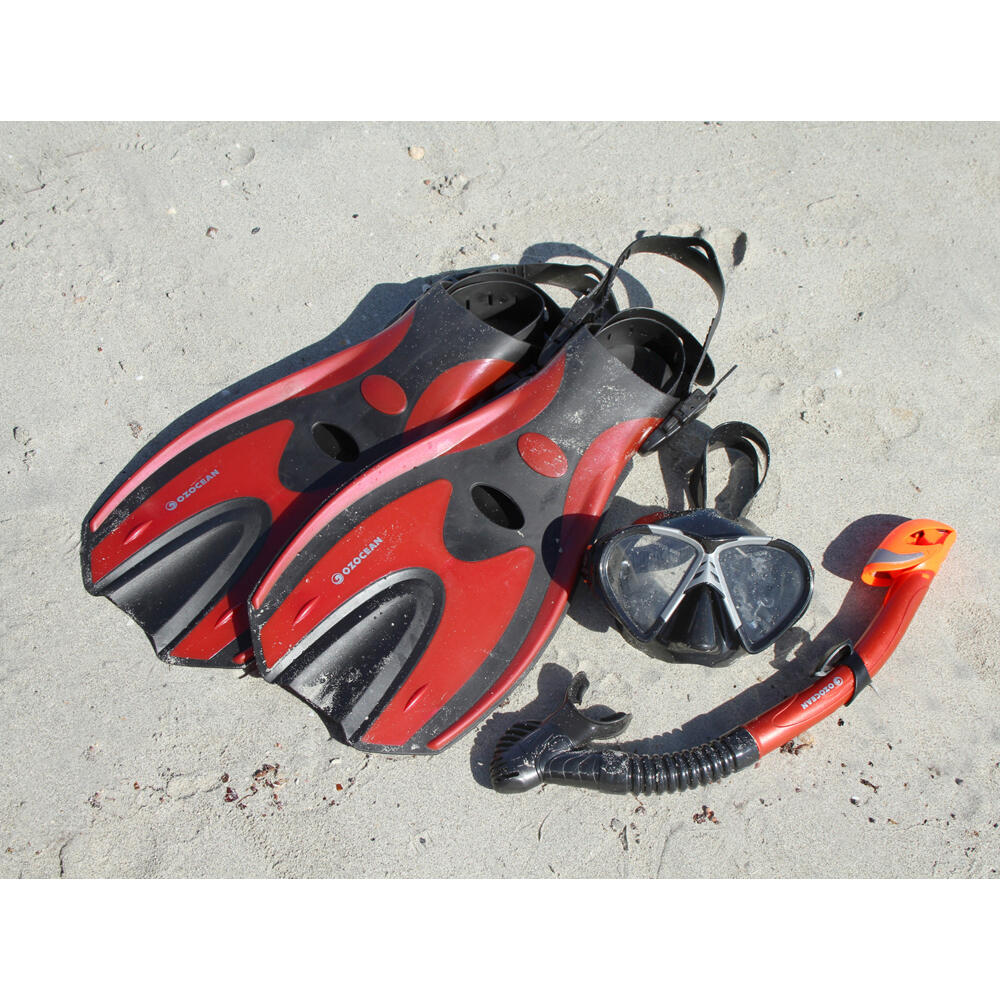 2pc Oz Ocean Abrolhos Adult Mask Snorkel & Fin Set