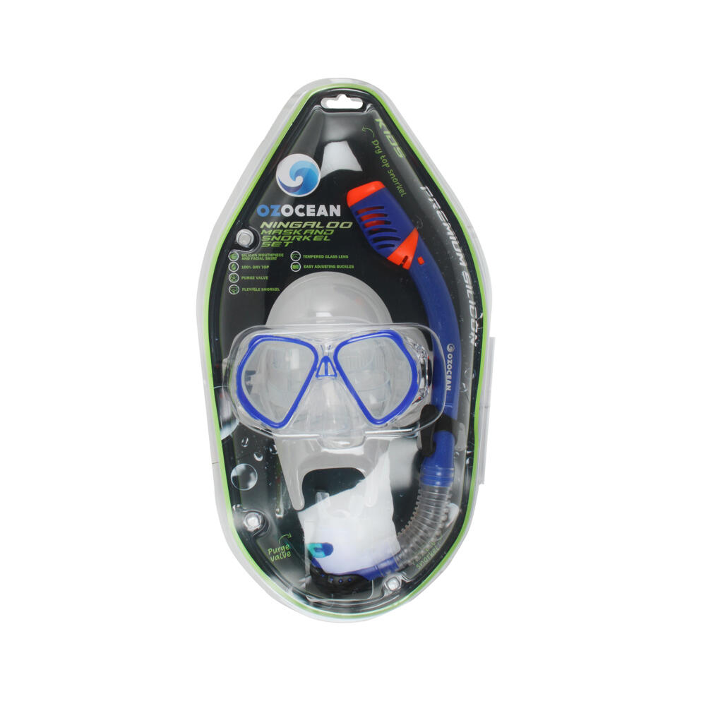 2pc Oz Ocean Ningaloo Kids Adjustable Mask & Snorkel Set
