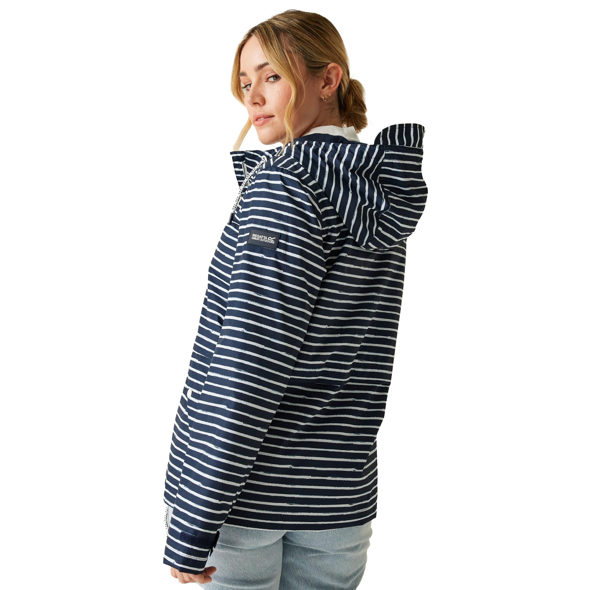 Womens/Ladies Bayletta II Painterly Stripe Waterproof Jacket (Navy/White) 4/5