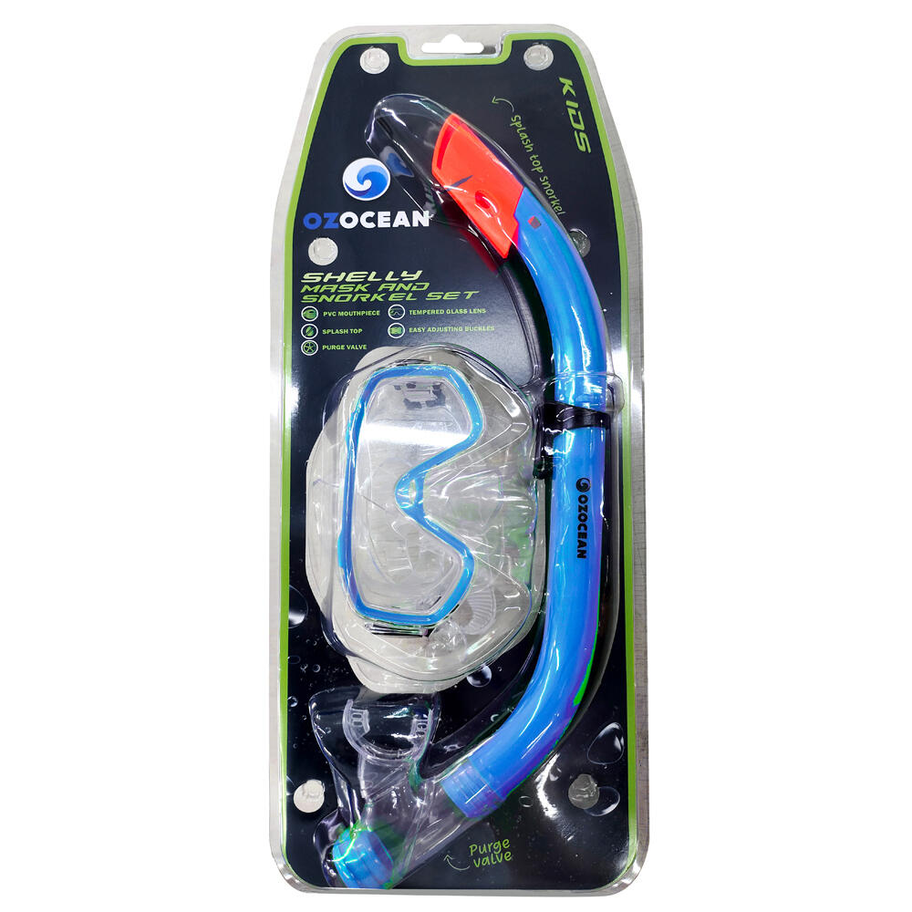 2pc Oz Ocean Shelly Kids Swimming Mask & Snorkel Set