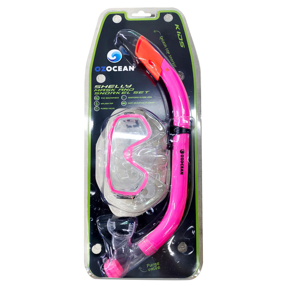 2pc Oz Ocean Shelly Kids Swimming Mask & Snorkel Set