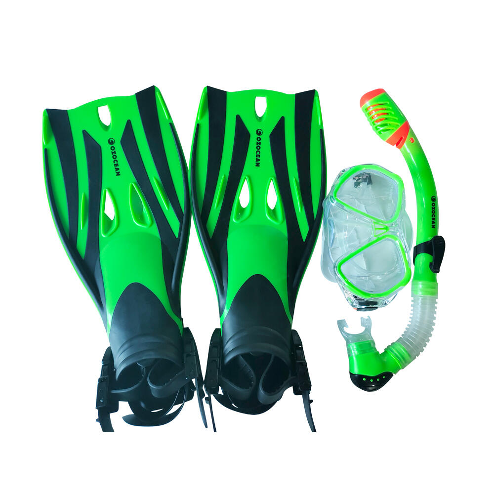 4pc Oz Ocean Tangal Ooma Kids Mask Snorkel & Fin Set