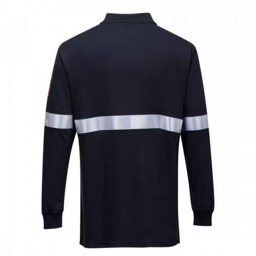 Mens Reflective Tape Flame Resistant Polo Shirt (Navy) 2/2