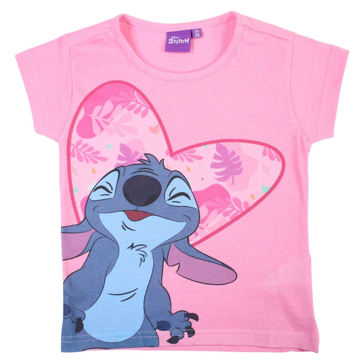 Tricou copii 100% bumbac, roz, Happy Days, Stitch