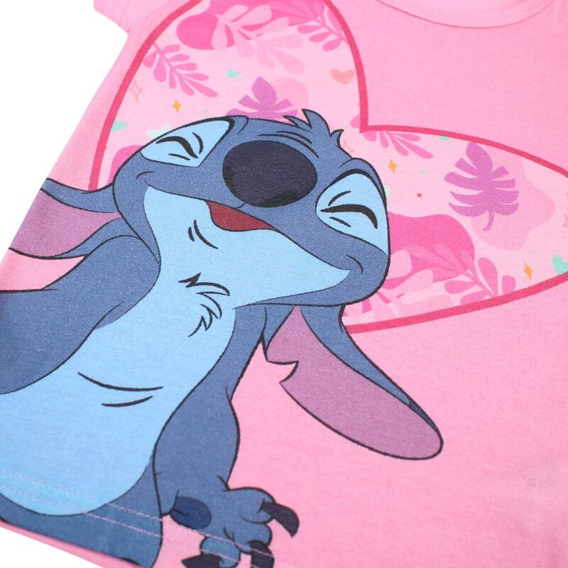 Tricou copii 100% bumbac, roz, Happy Days, Stitch