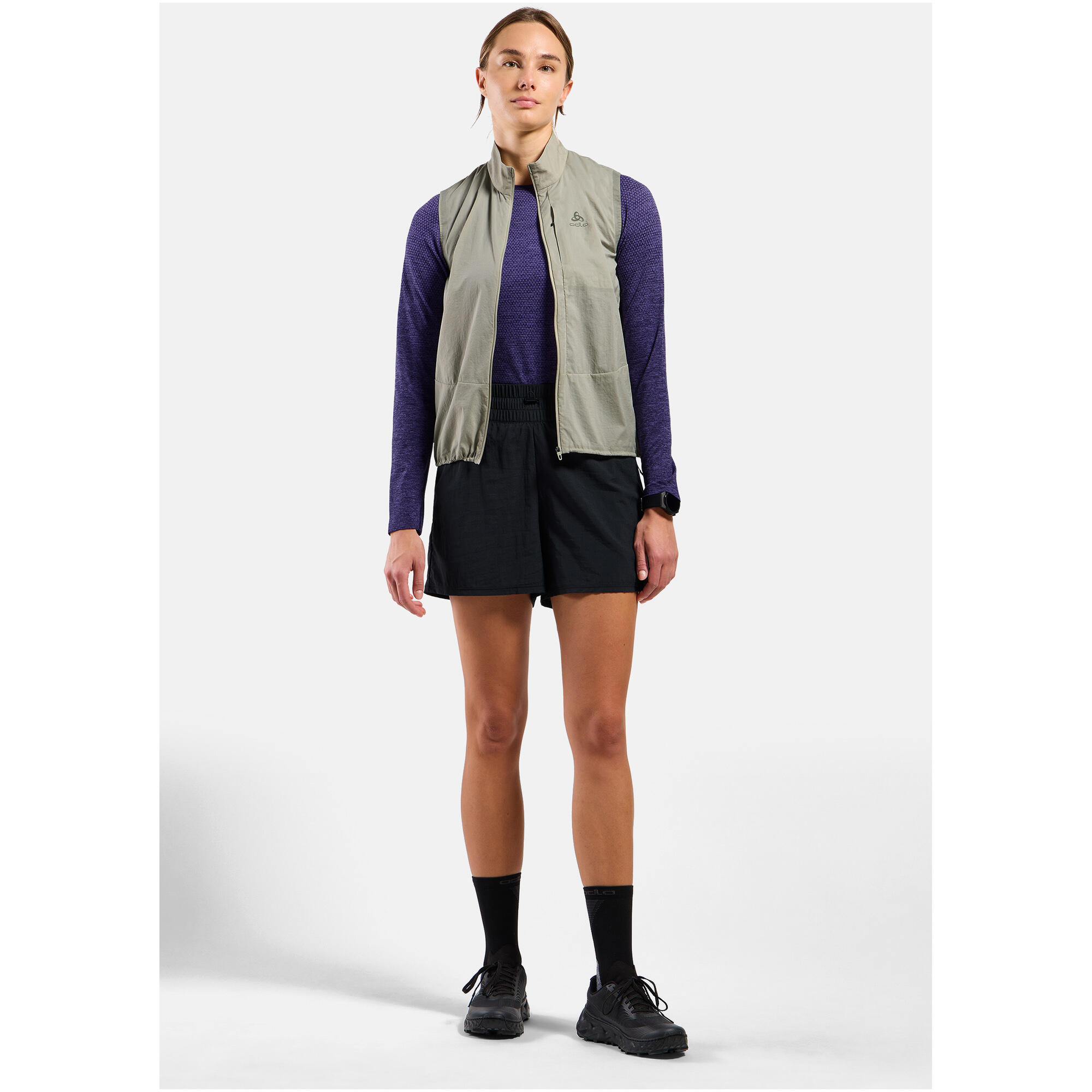 T-shirt running femme Odlo Essentials Seamless manches longues — Bleu foncé 3/7