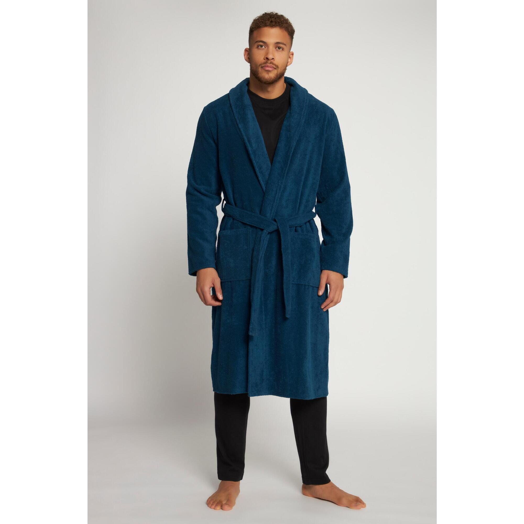 Jay-pi - Hommes Jusqu'au 7 Xl - Peignoir Pour Homme Tissu Éponge En Coton Longueur Genou - Peignoir De Bain - Bleu - Decathlon