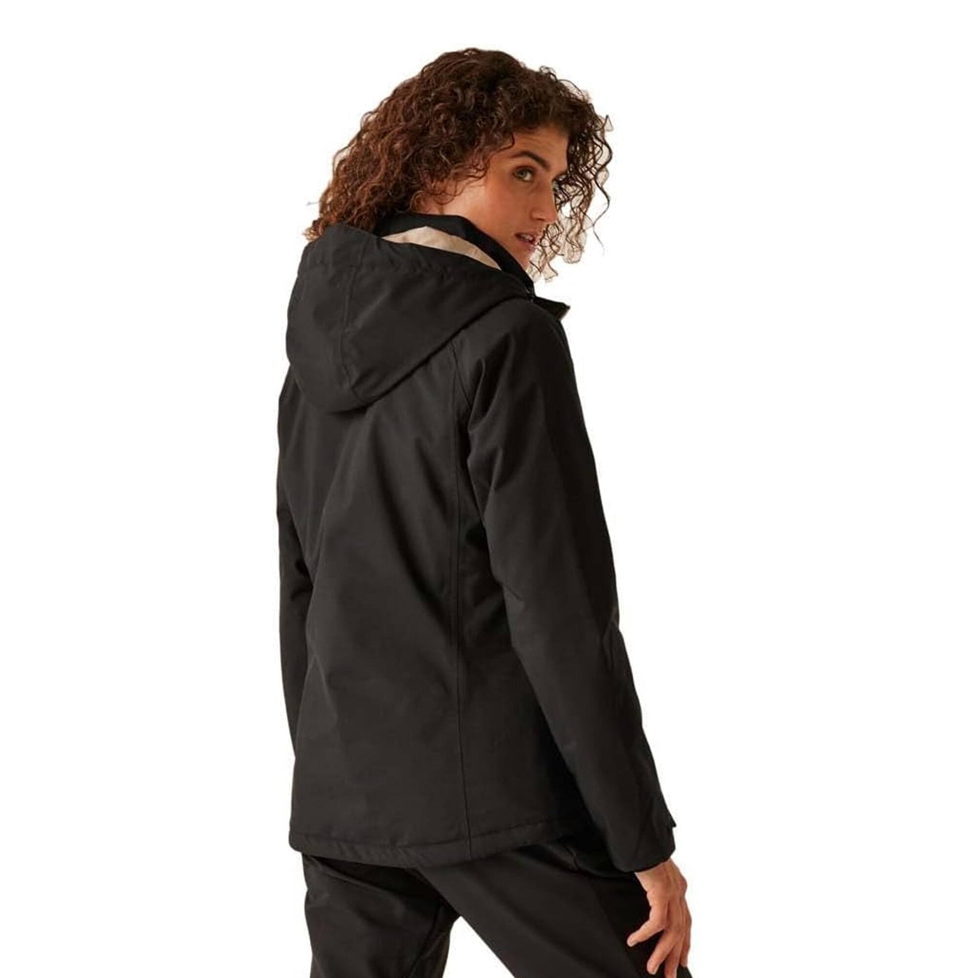 Dames Frelton Waterdichte Jas (Zwart/Warme taupe) 3/5