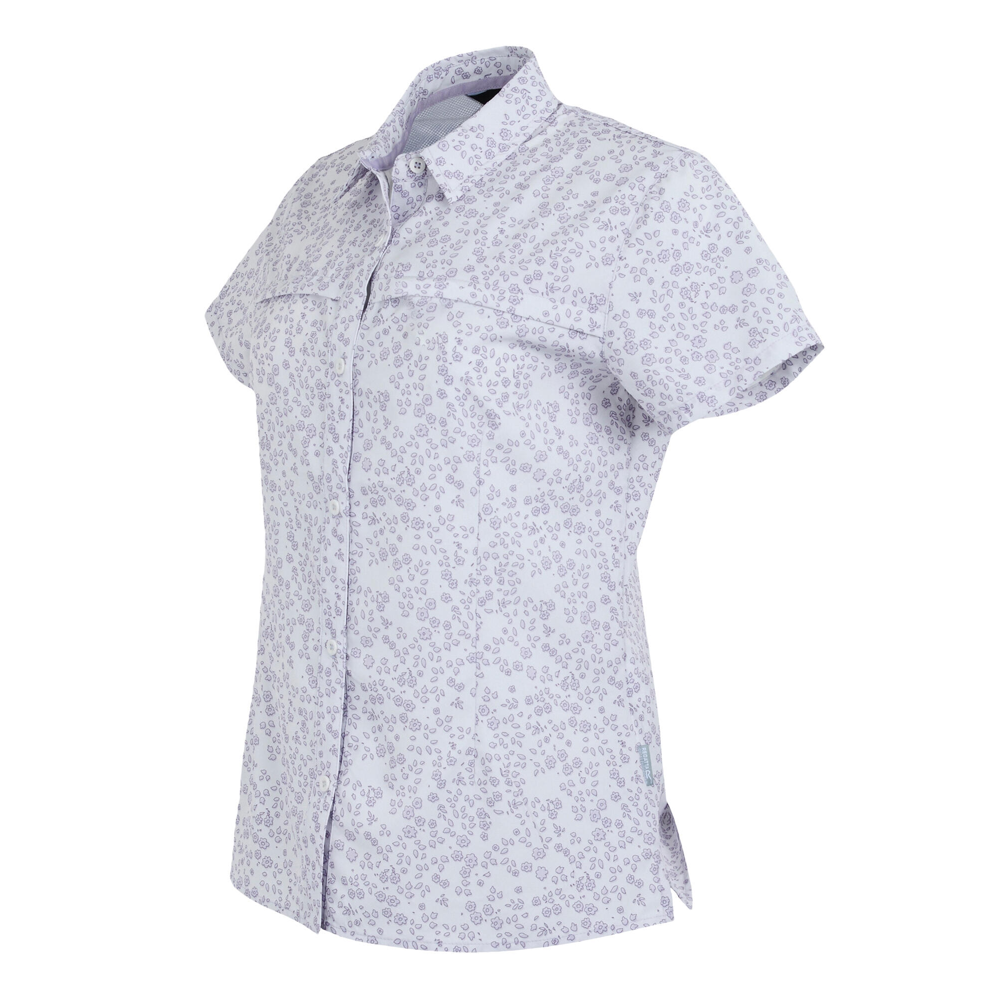 Dames Travel Meadow Bloemen Packaway Shirt met Korte Mouw (Lila hint) 3/5