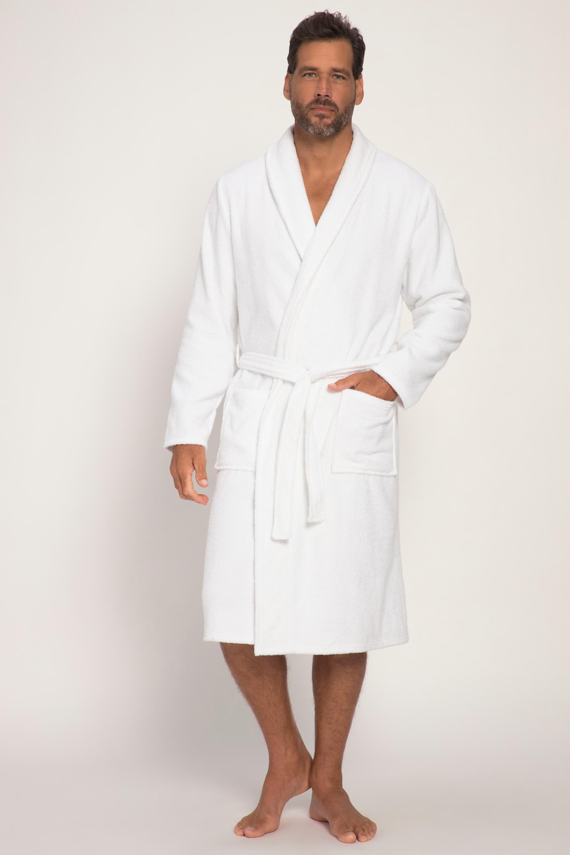 JAY-PI Men's Dressing Gown JP1880 Terry 100% Cotton White, Shawl Collar, up to 8XL