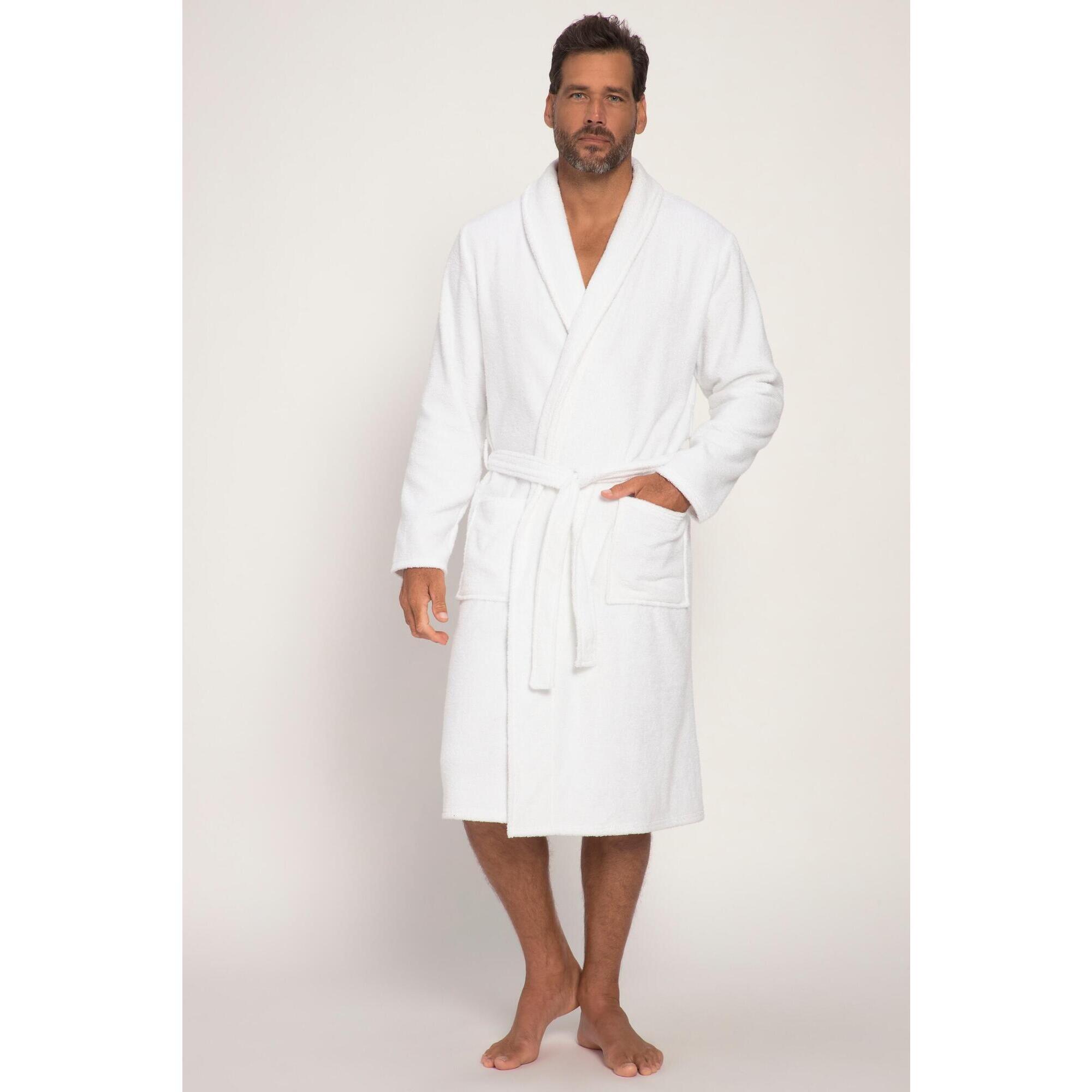Jay-pi - Hommes Jusqu'au 7 Xl - Peignoir Pour Homme Tissu Éponge En Coton Longueur Genou - Peignoir De Bain - Blanc - 60 5xl - Decathlon