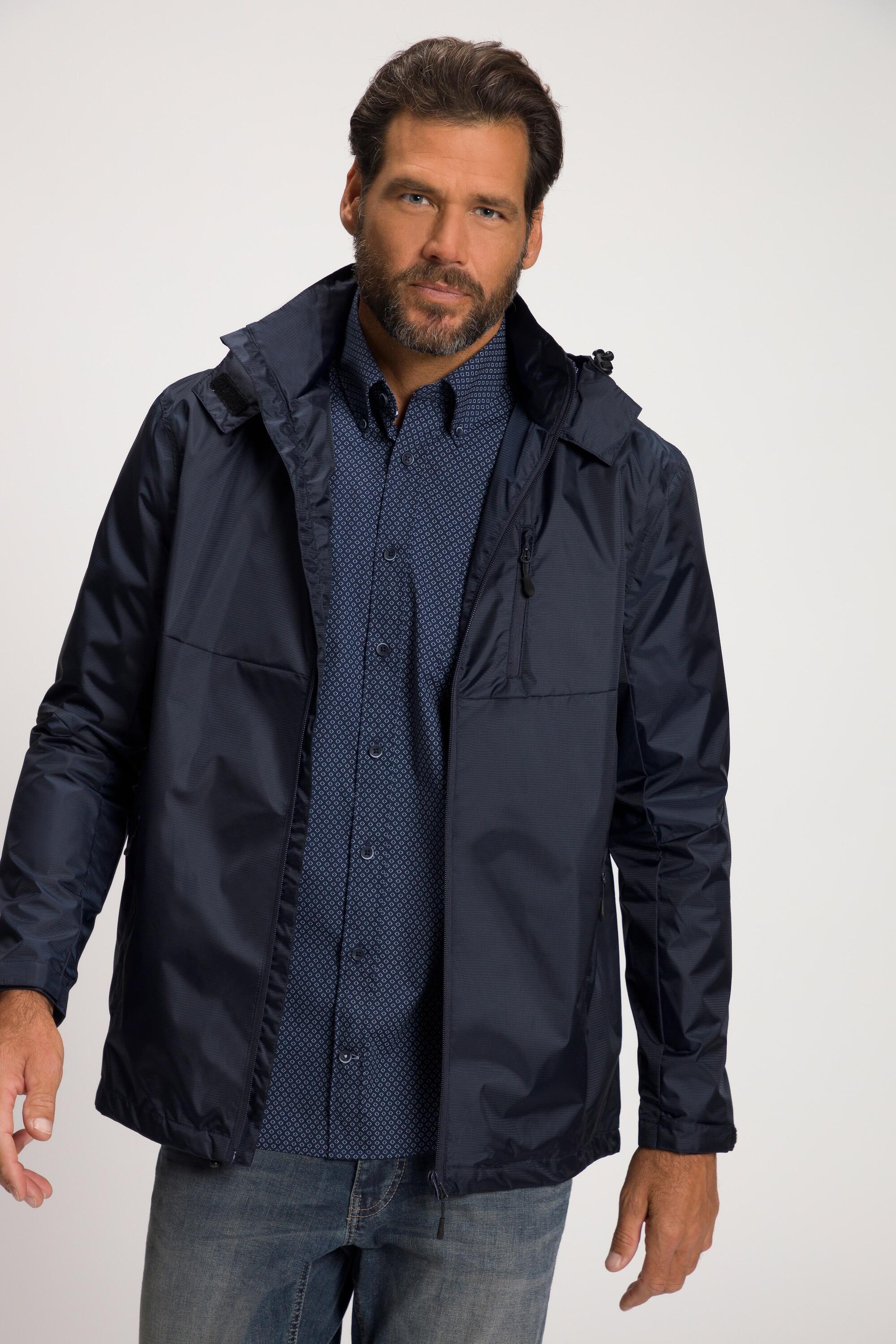 JAY-PI Men's Technical Water-Repellent Jacket Blue, Integrated Hood, Polyester