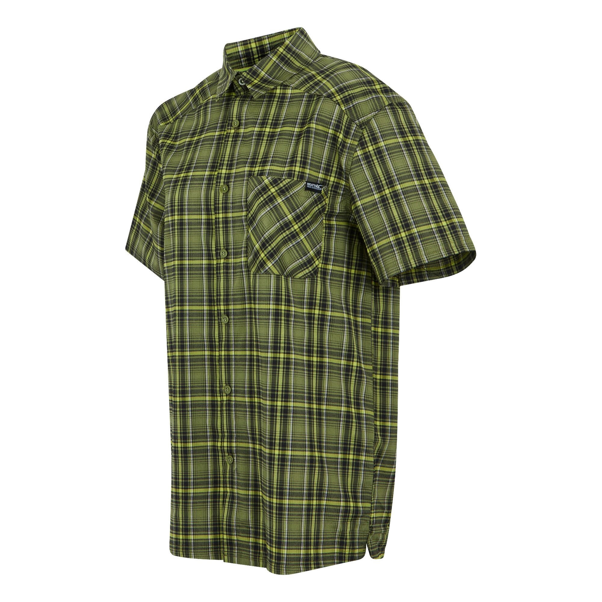 Camicia A Quadri Maniche Corte Uomo Regatta Begarno Verde Nefrite Nero 3/5