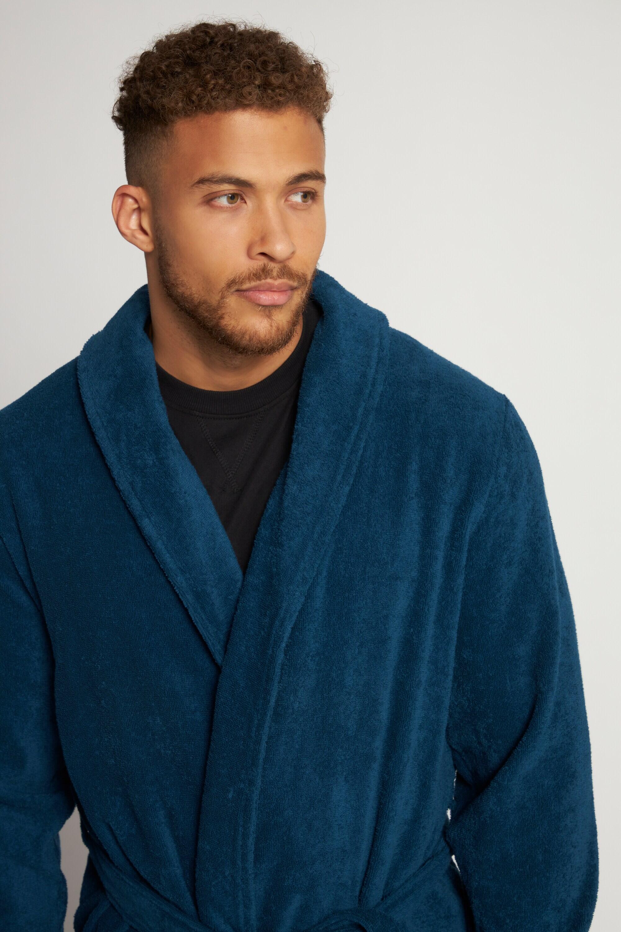 1960s Mens Blue Terry Cloth Robe