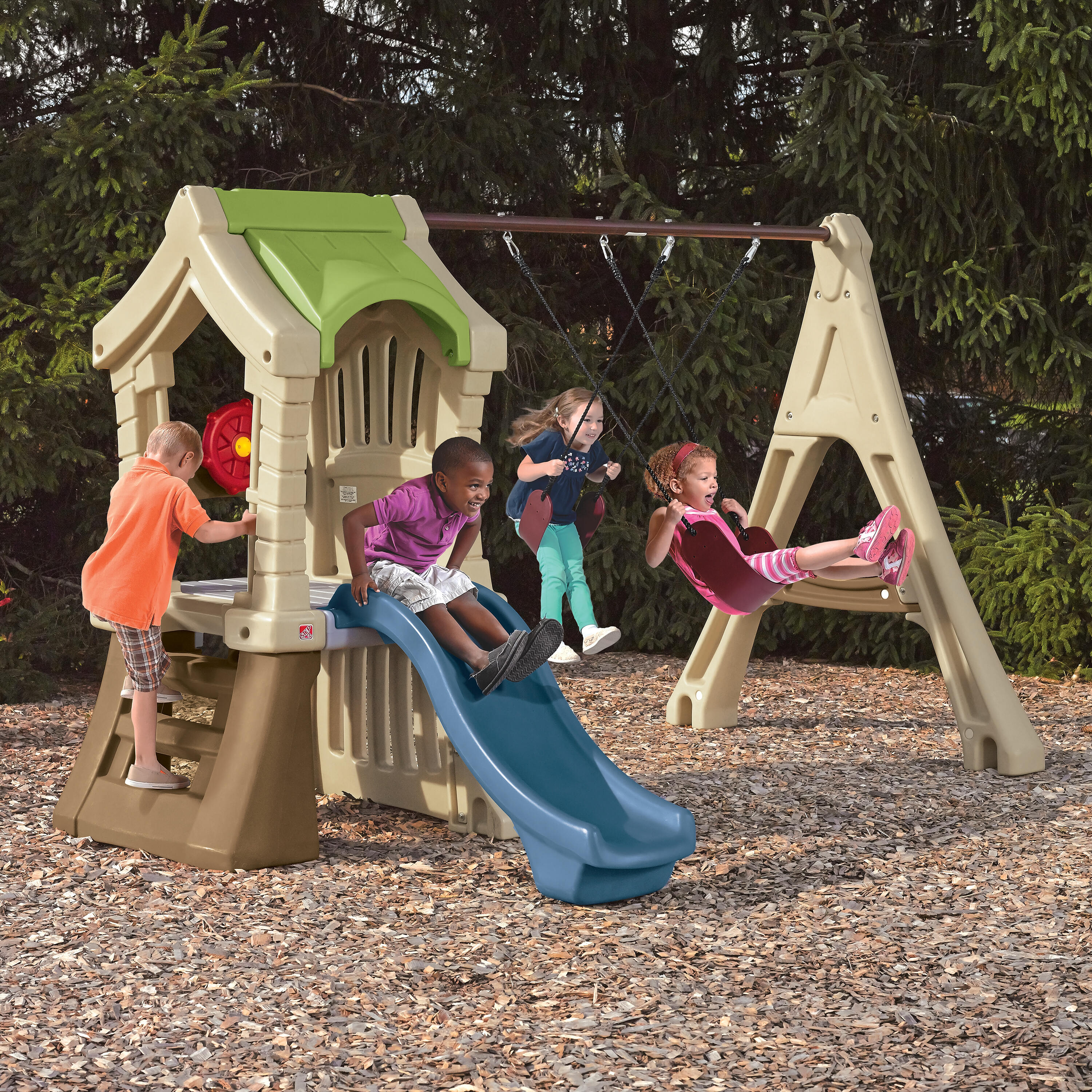 Aire de Jeux Enfant avec Toboggan & Balançoire, Play Up Gym 2/7