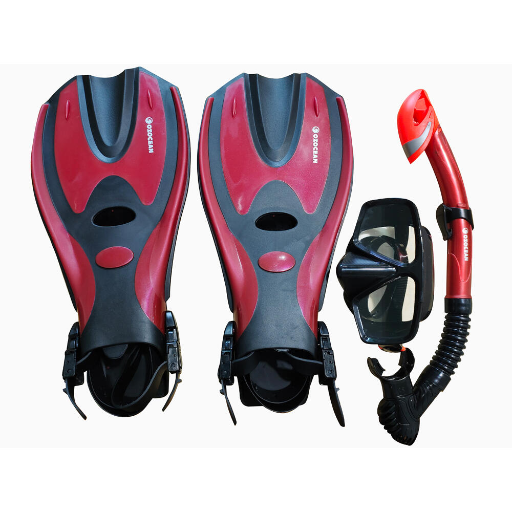 4pc Oz Ocean Abrolhos Adults Goggles Mask/Snorkel & Fin Set