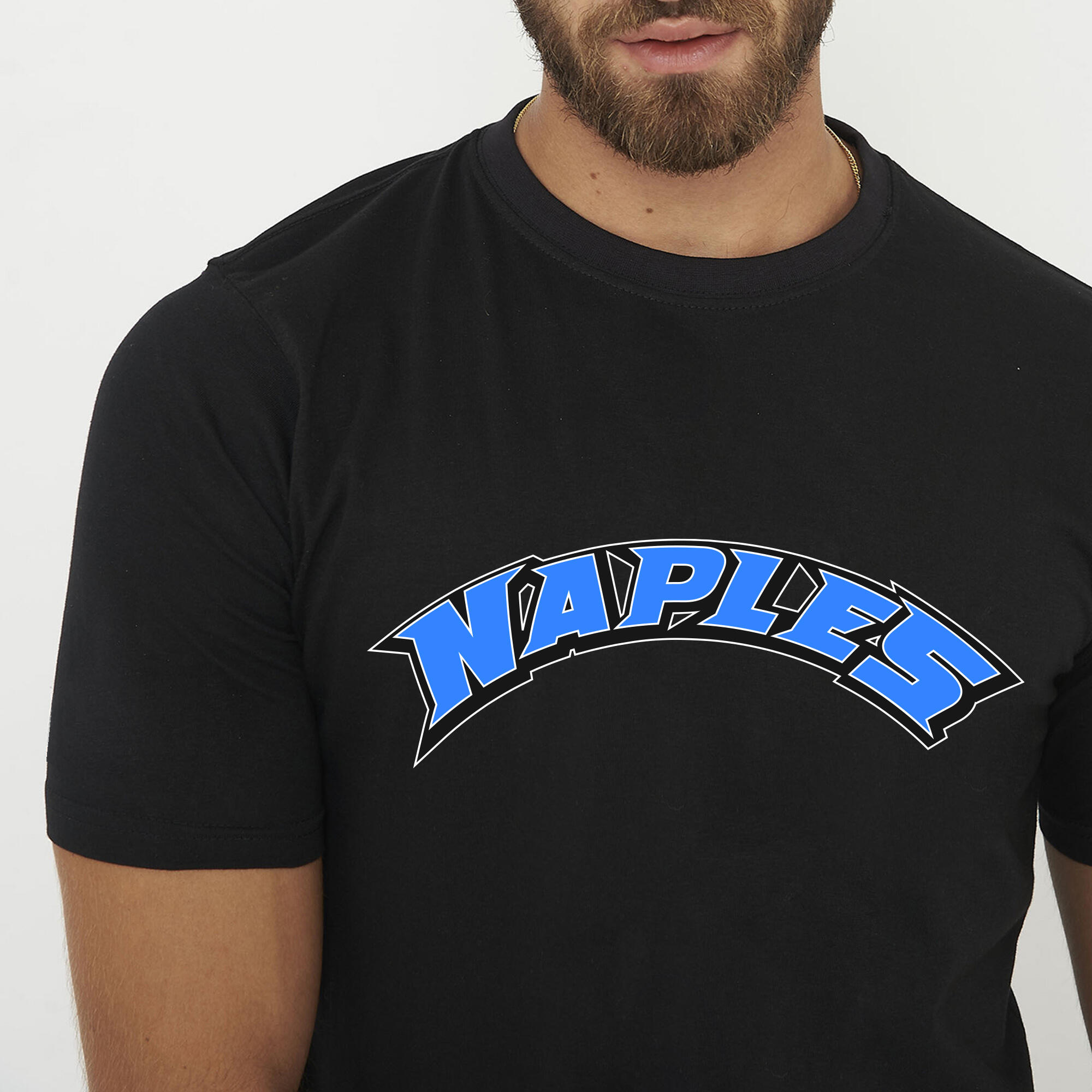 T-shirt in cotone da uomo NAPLES nero azzurro 4/6