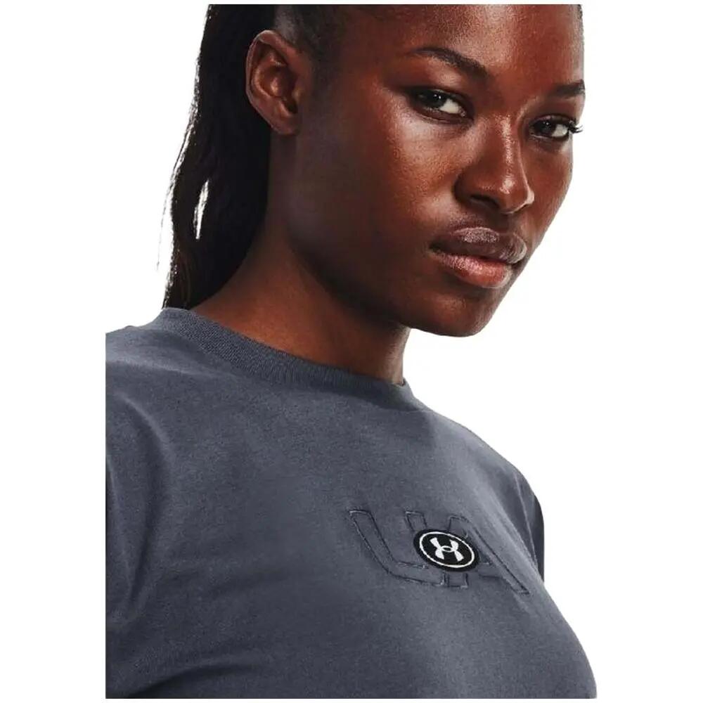 UA W BRANDED LOGO CROP SS 4/7