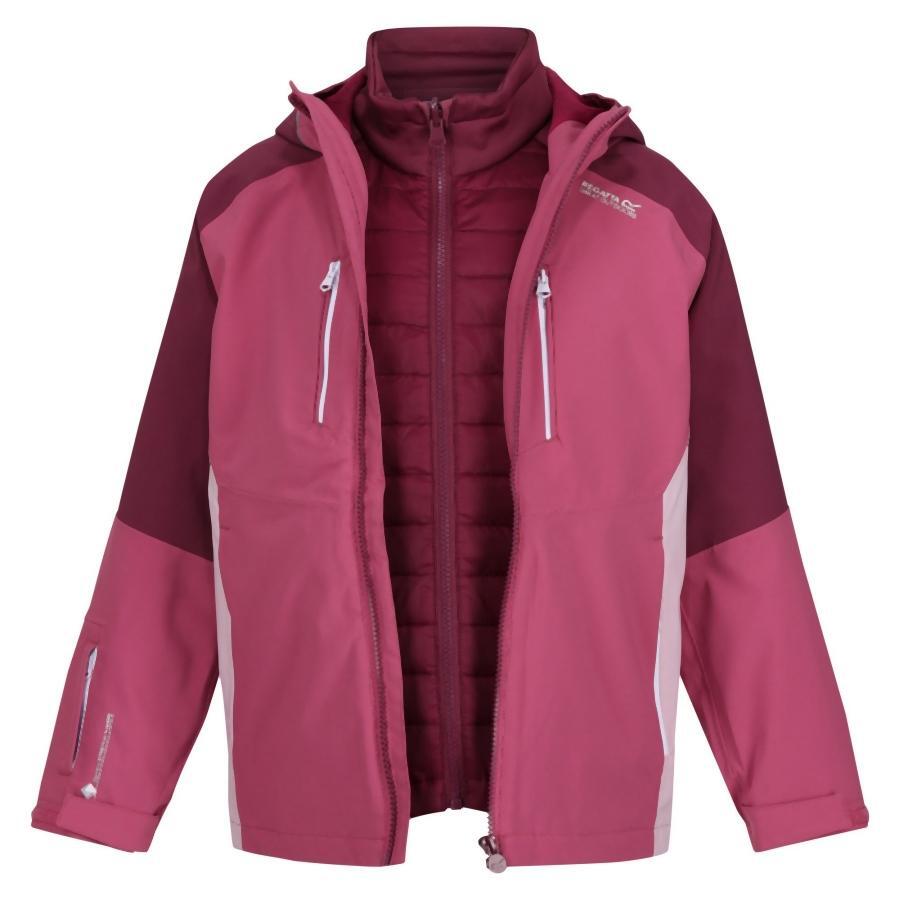Giacca Regatta Hydrate VII 3 in 1 da bambina con cappuccio rosa Isotex 3/7