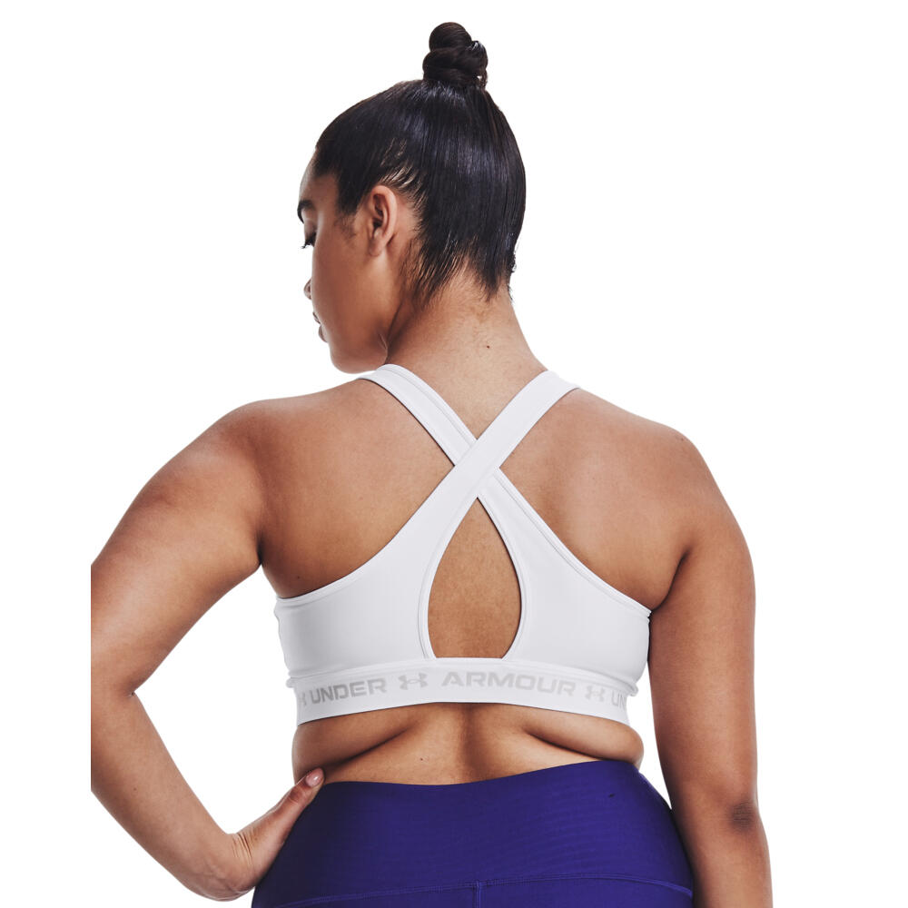 Brassiere Under Armour Crossback Mid Blanco Mujer — Soporte Medio 6/7