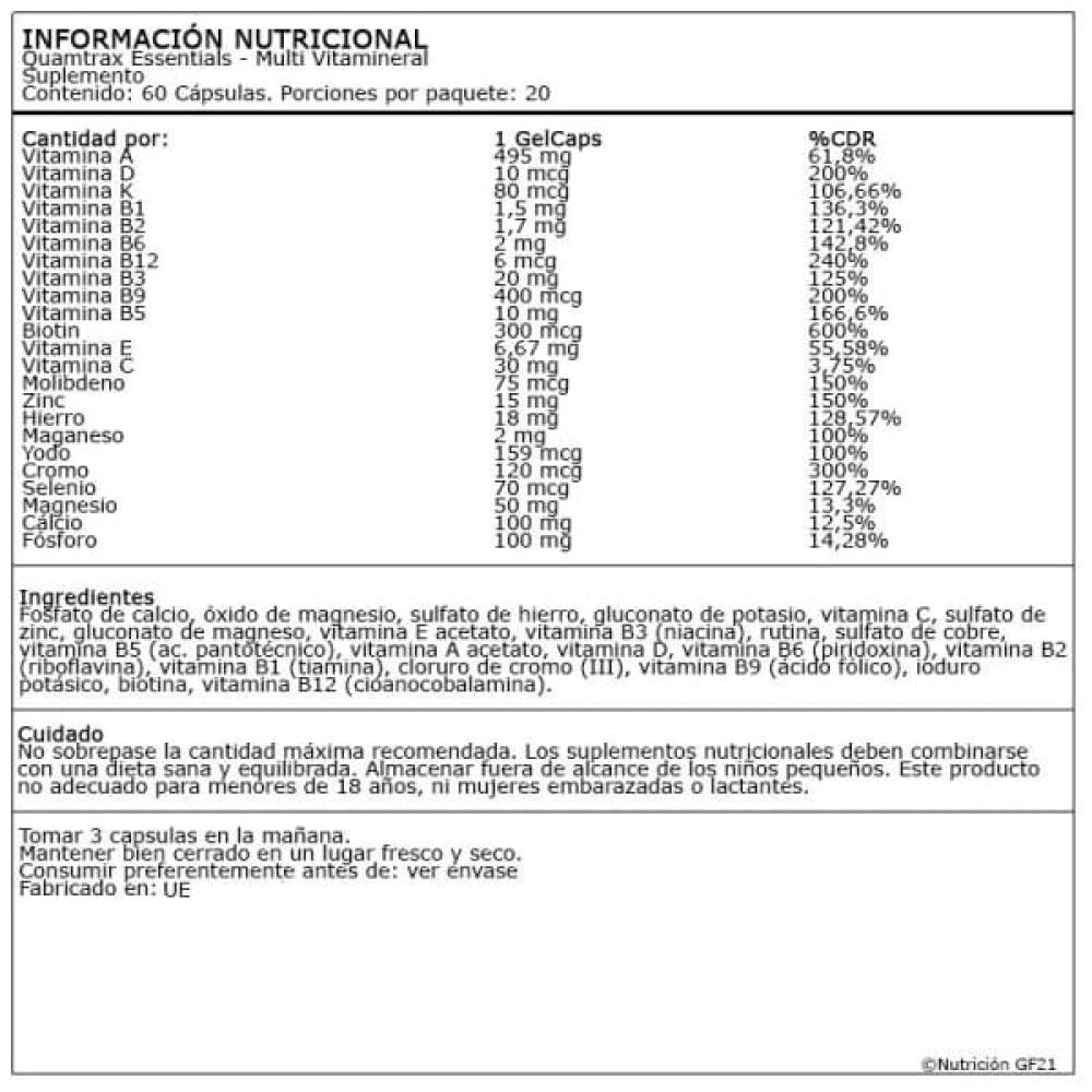Vitamineral Complex - 60 comprimés de Quamtrax 2/4