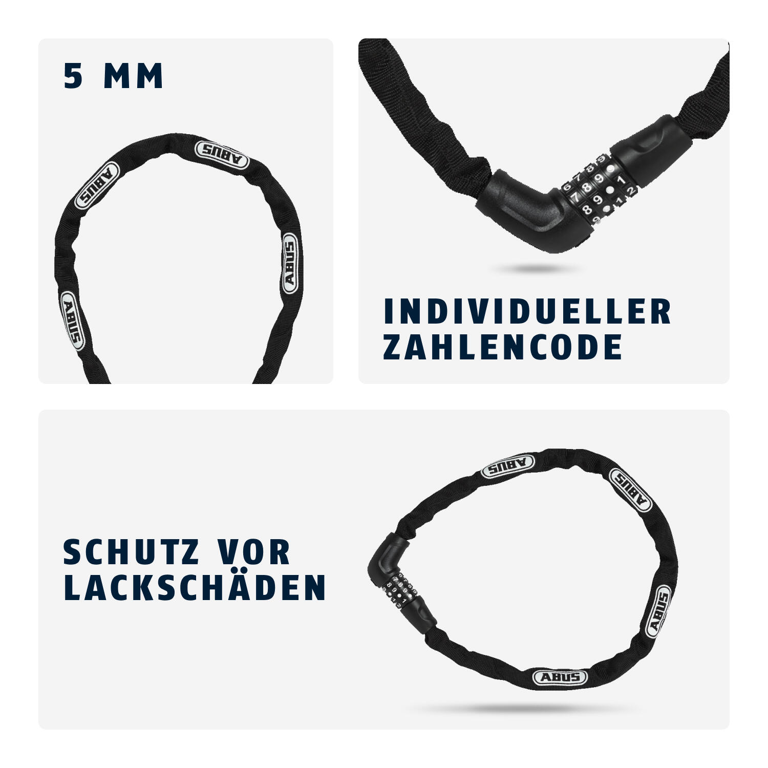 ABUS 5805C Cijfer kettingslot 75 cm zwart - 4 mm 4/4