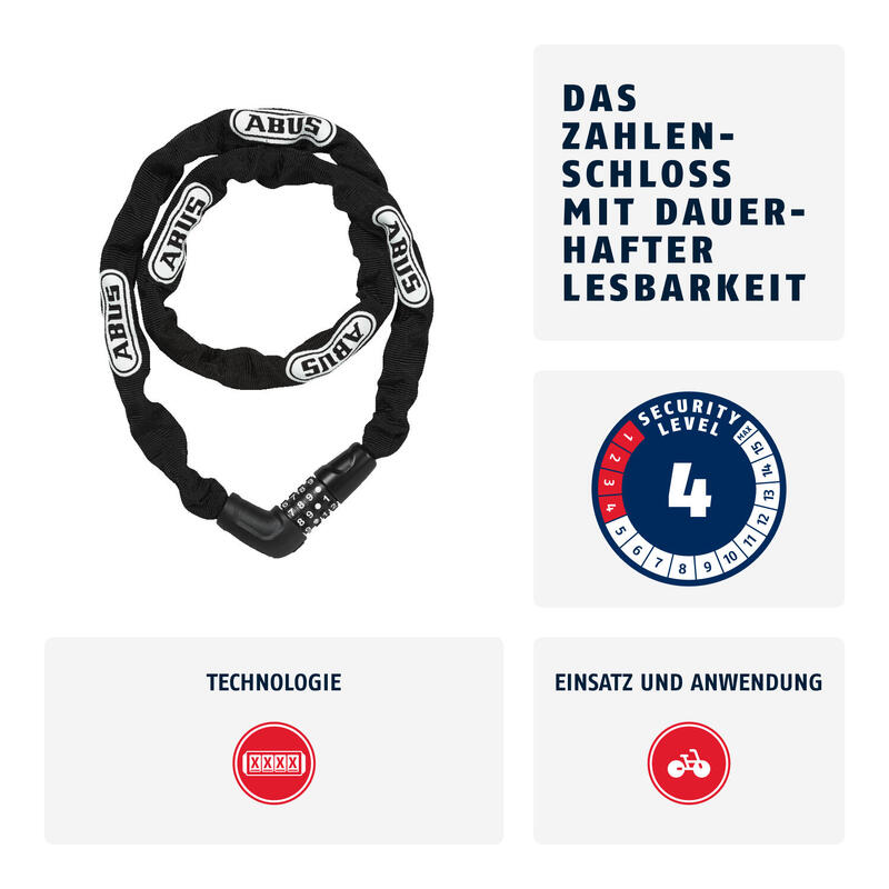 Cadenas Code Steel-O-Chain 5805C/110 Noir ABUS - Decathlon