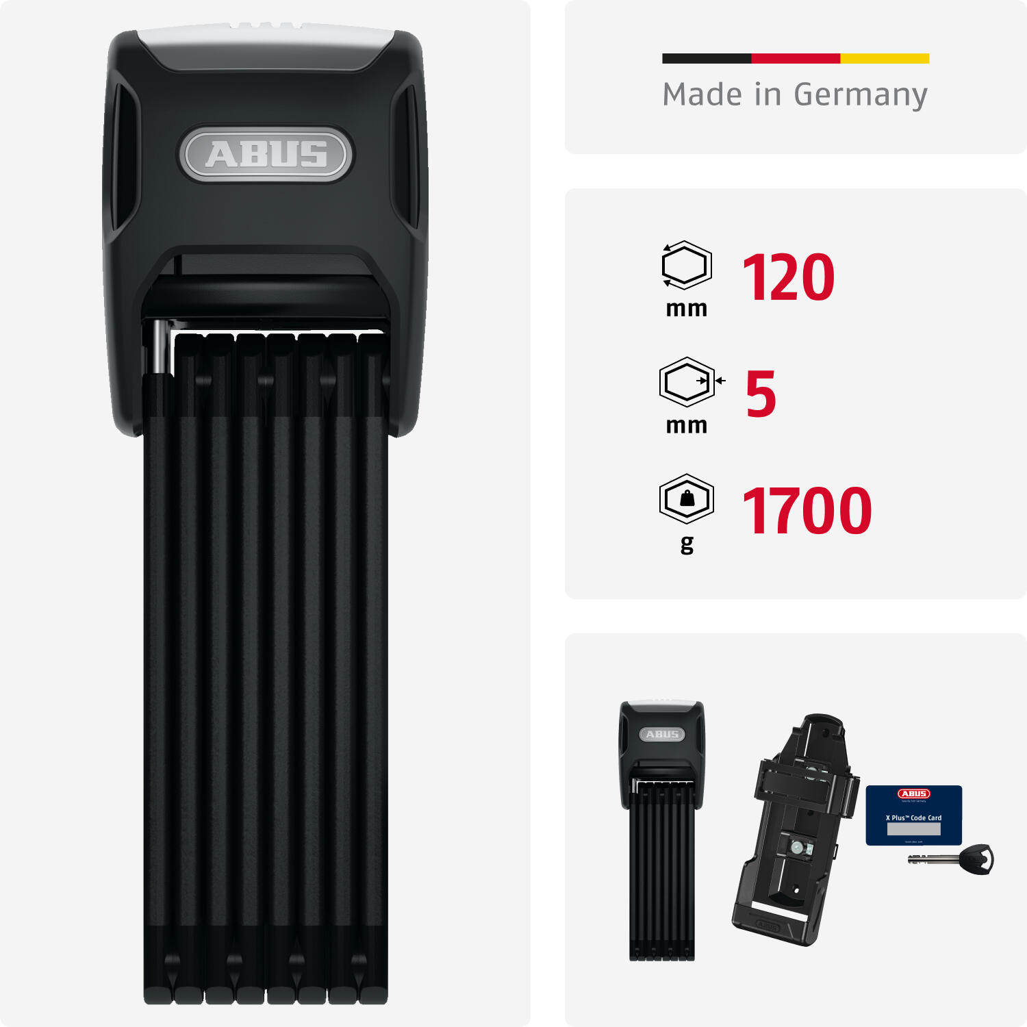 Abus Bordo Big Alarm Folding Lock 120 cm - Black | Decathlon